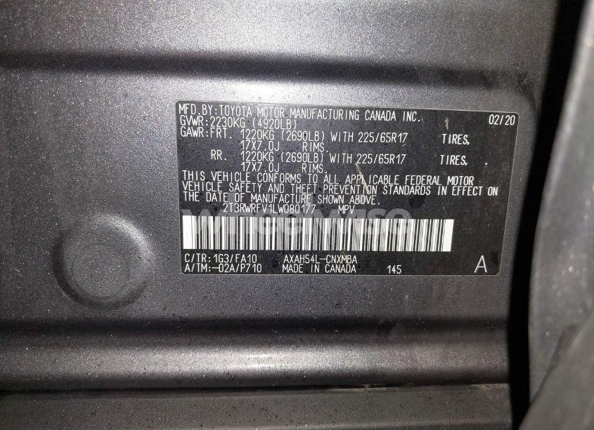 Photo 9 of 2020 Toyota Rav4 HYBRID XLE (VIN 2T3RWRFV1LW080177)