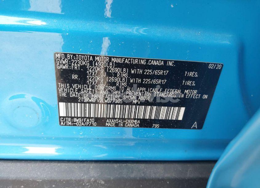 Photo 9 of 2020 Toyota Rav4 HYBRID XLE (VIN 2T3RWRFV2LW077305)