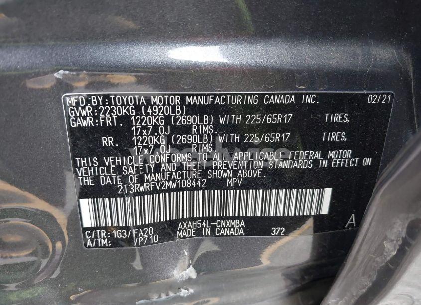 Photo 9 of 2021 Toyota Rav4 HYBRID XLE (VIN 2T3RWRFV2MW108442)