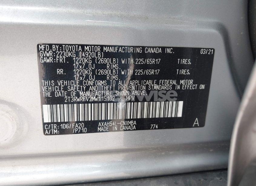 Photo 9 of 2021 Toyota Rav4 HYBRID XLE (VIN 2T3RWRFV2MW115102)