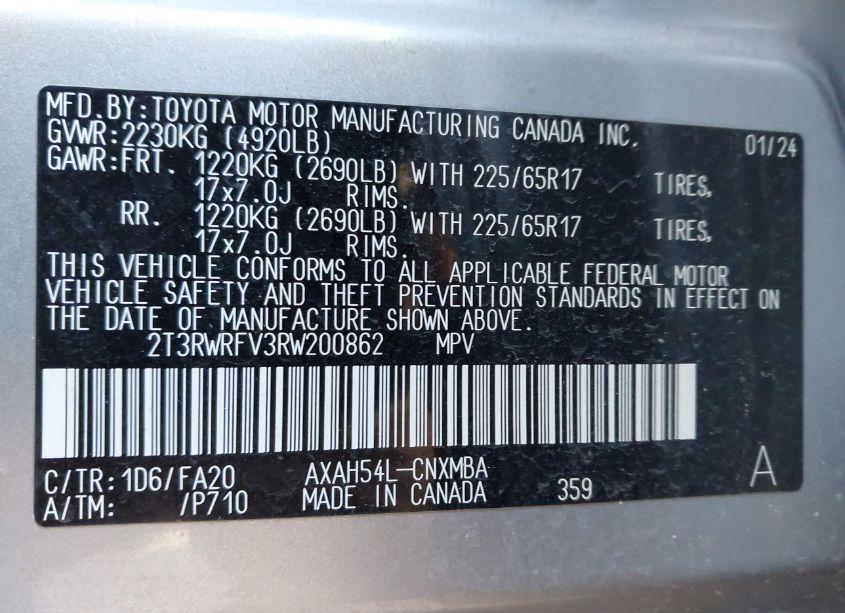 Photo 9 of 2024 Toyota Rav4 HYBRID XLE (VIN 2T3RWRFV3RW200862)