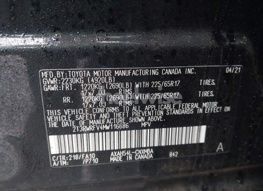 Photo 9 of 2021 Toyota Rav4 HYBRID XLE (VIN 2T3RWRFV4MW116686)