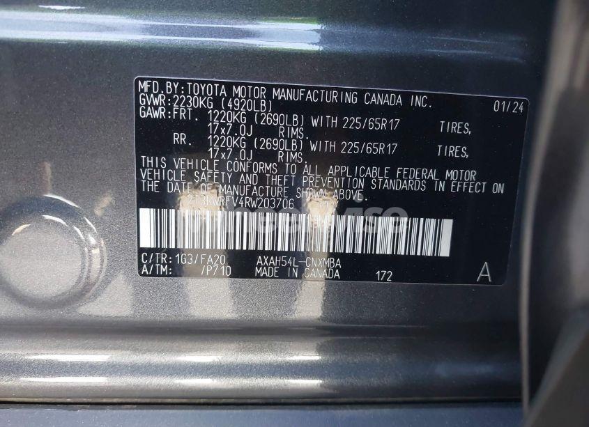 Photo 9 of 2024 Toyota Rav4 HYBRID XLE (VIN 2T3RWRFV4RW203706)