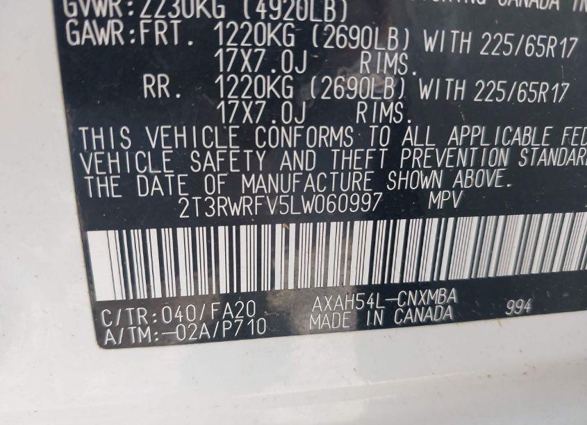 Photo 9 of 2020 Toyota Rav4 HYBRID XLE (VIN 2T3RWRFV5LW060997)