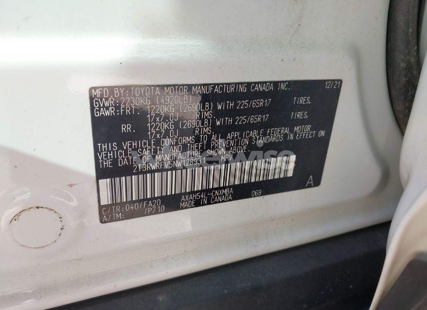 Photo 9 of 2022 Toyota Rav4 HYBRID XLE (VIN 2T3RWRFV5NW128931)