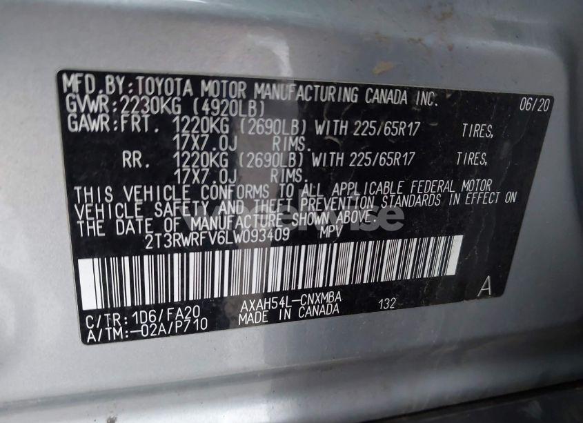 Photo 9 of 2020 Toyota Rav4 HYBRID XLE (VIN 2T3RWRFV6LW093409)