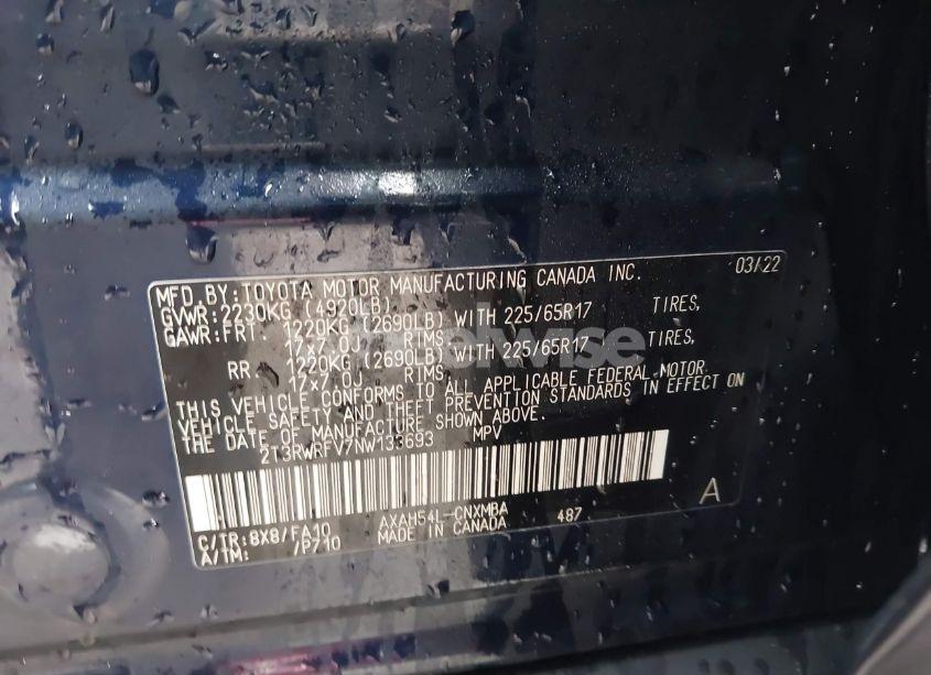 Photo 9 of 2022 Toyota Rav4 HYBRID XLE (VIN 2T3RWRFV7NW133693)