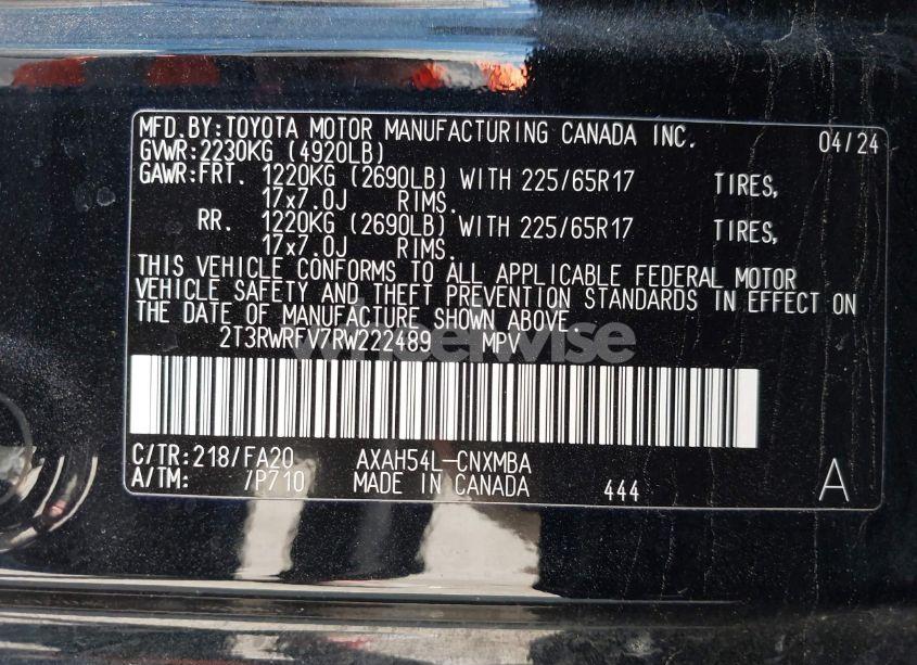 Photo 9 of 2024 Toyota Rav4 HYBRID XLE (VIN 2T3RWRFV7RW222489)