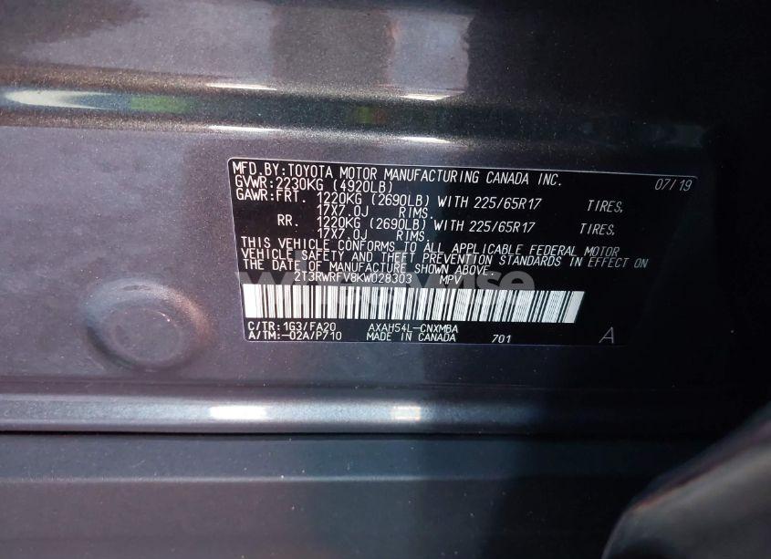 Photo 9 of 2019 Toyota Rav4 HYBRID XLE (VIN 2T3RWRFV8KW028303)