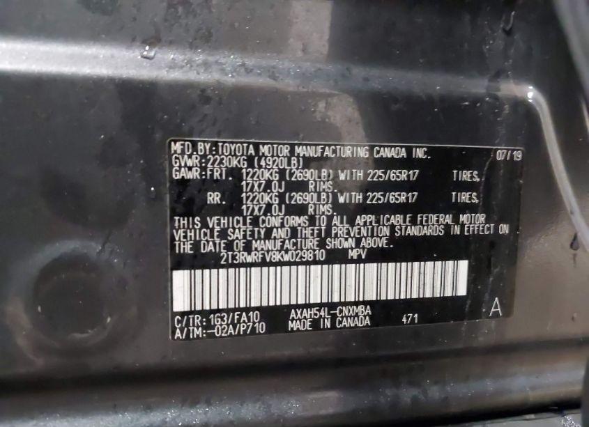 Photo 9 of 2019 Toyota Rav4 HYBRID XLE (VIN 2T3RWRFV8KW029810)