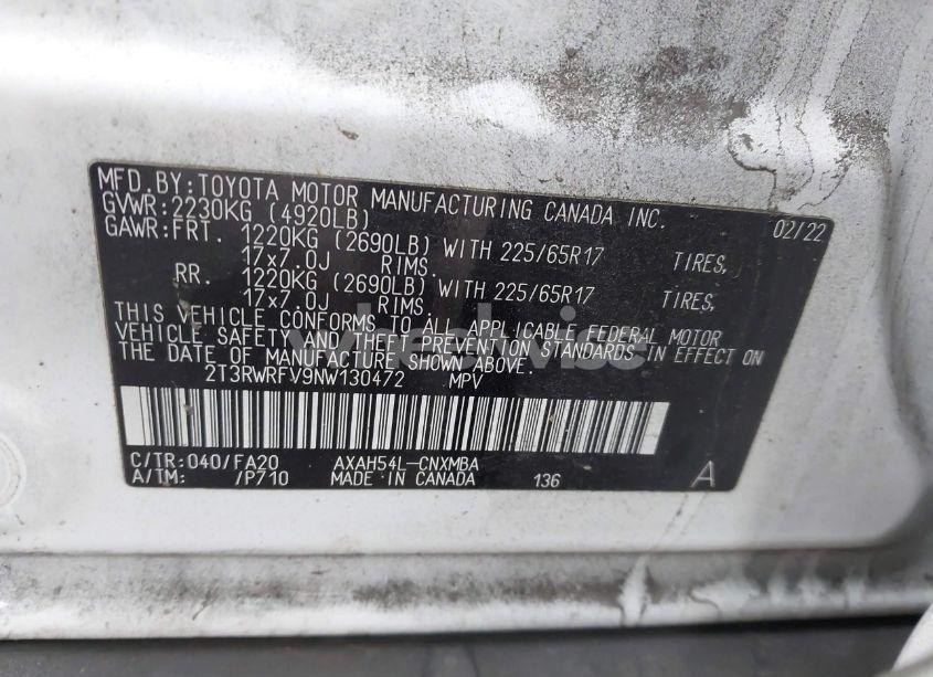 Photo 9 of 2022 Toyota Rav4 HYBRID XLE (VIN 2T3RWRFV9NW130472)