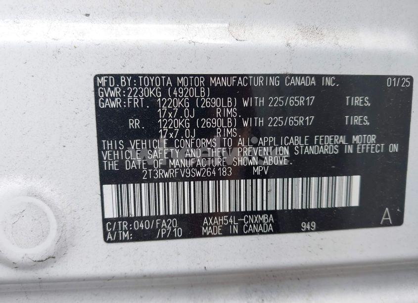 Photo 9 of 2025 Toyota Rav4 HYBRID XLE (VIN 2T3RWRFV9SW264183)