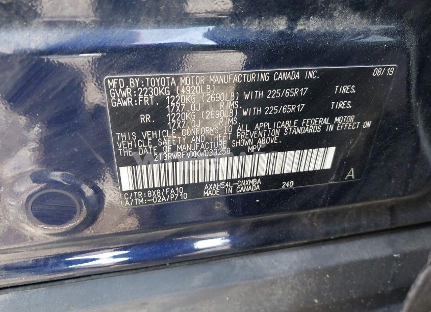 Photo 9 of 2019 Toyota Rav4 HYBRID XLE (VIN 2T3RWRFVXKW033258)