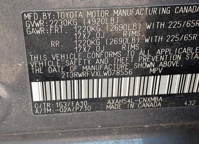 Photo 9 of 2020 Toyota Rav4 HYBRID XLE (VIN 2T3RWRFVXLW078556)