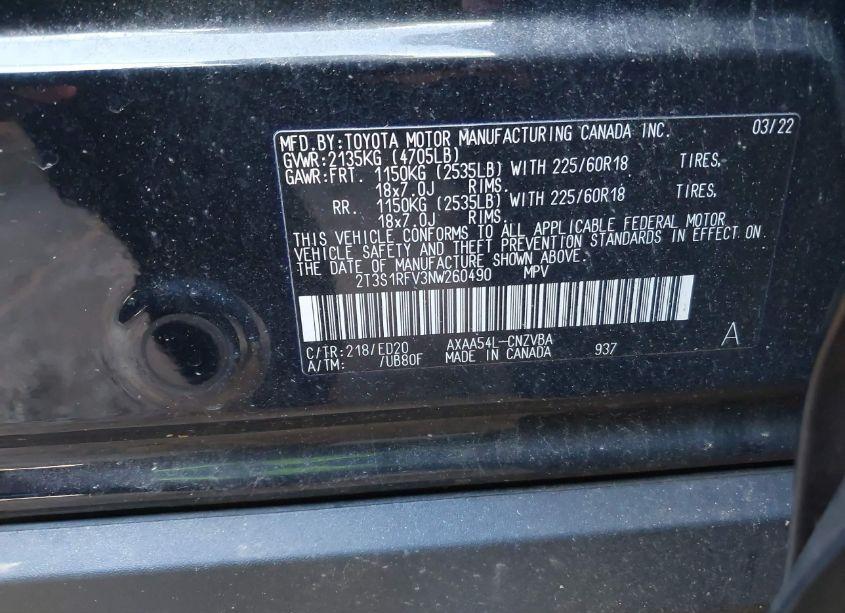 Photo 9 of 2022 Toyota Rav4 TRD OFF ROAD (VIN 2T3S1RFV3NW260490)