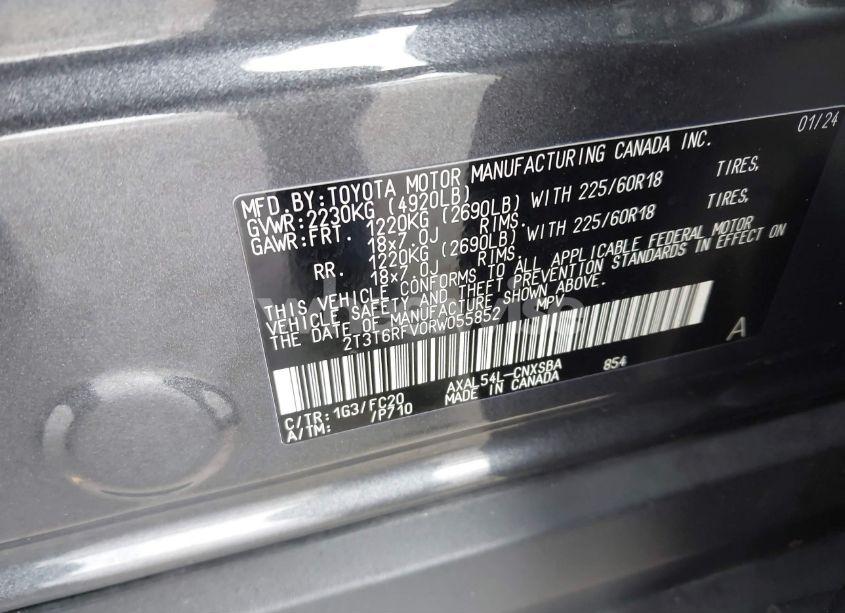 Photo 9 of 2024 Toyota Rav4 HYBRID SE (VIN 2T3T6RFV0RW055852)