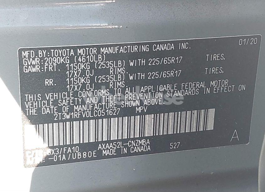 Photo 9 of 2020 Toyota Rav4 XLE (VIN 2T3W1RFV0LC051627)