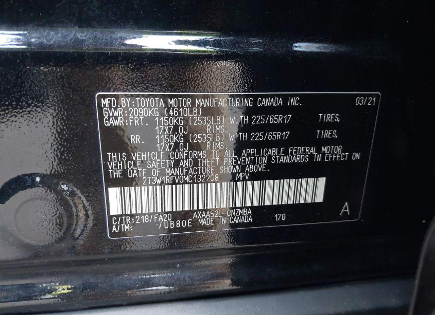 Photo 9 of 2021 Toyota Rav4 XLE (VIN 2T3W1RFV0MC132208)