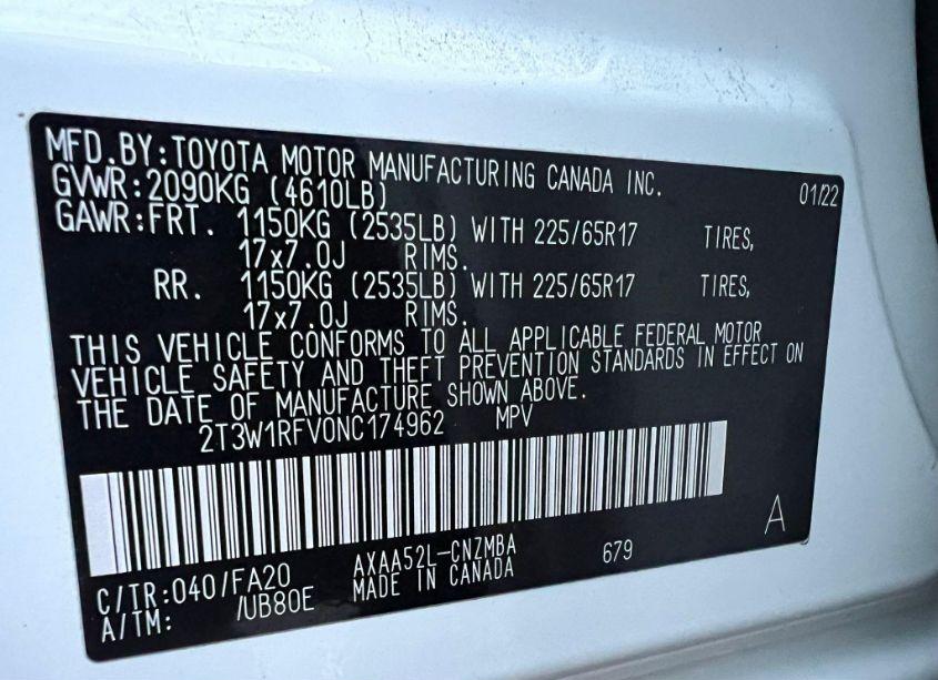 Photo 9 of 2022 Toyota Rav4 XLE (VIN 2T3W1RFV0NC174962)