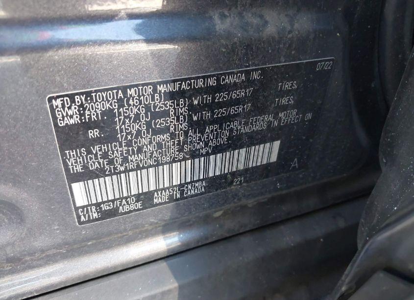 Photo 9 of 2022 Toyota Rav4 XLE (VIN 2T3W1RFV0NC198758)