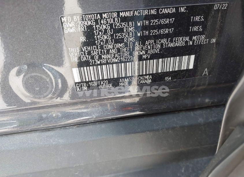 Photo 9 of 2022 Toyota Rav4 XLE (VIN 2T3W1RFV0NW216223)