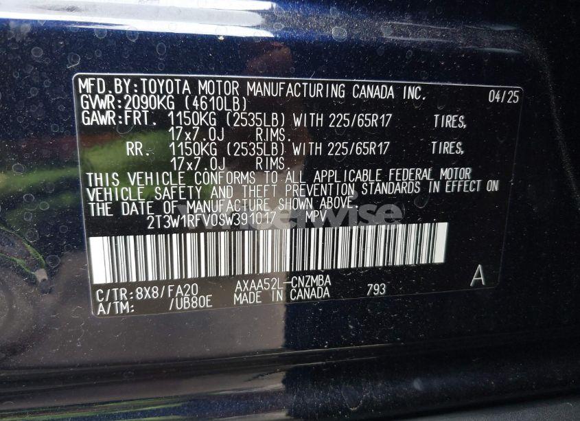 Photo 9 of 2025 Toyota Rav4 XLE (VIN 2T3W1RFV0SW391017)