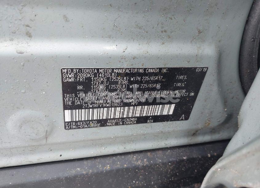 Photo 9 of 2019 Toyota Rav4 XLE (VIN 2T3W1RFV1KW019623)