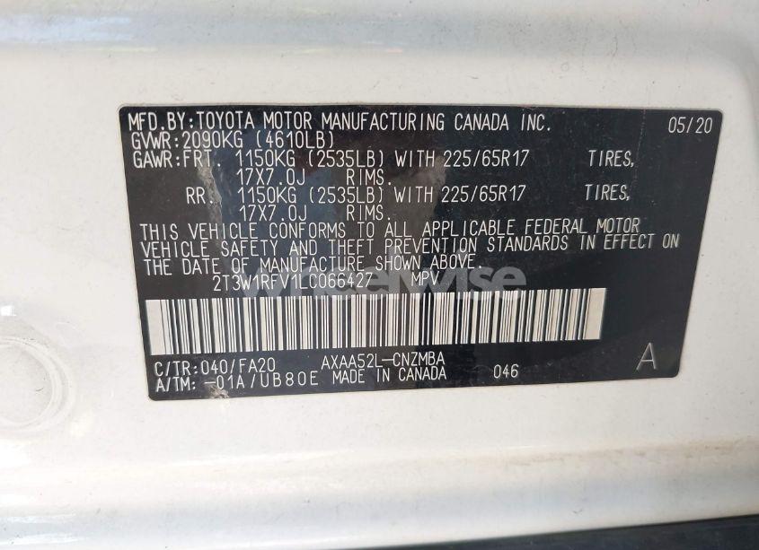 Photo 9 of 2020 Toyota Rav4 XLE (VIN 2T3W1RFV1LC066427)