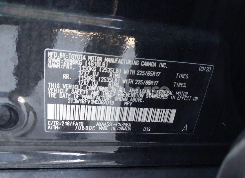 Photo 9 of 2021 Toyota Rav4 XLE (VIN 2T3W1RFV1MC087019)