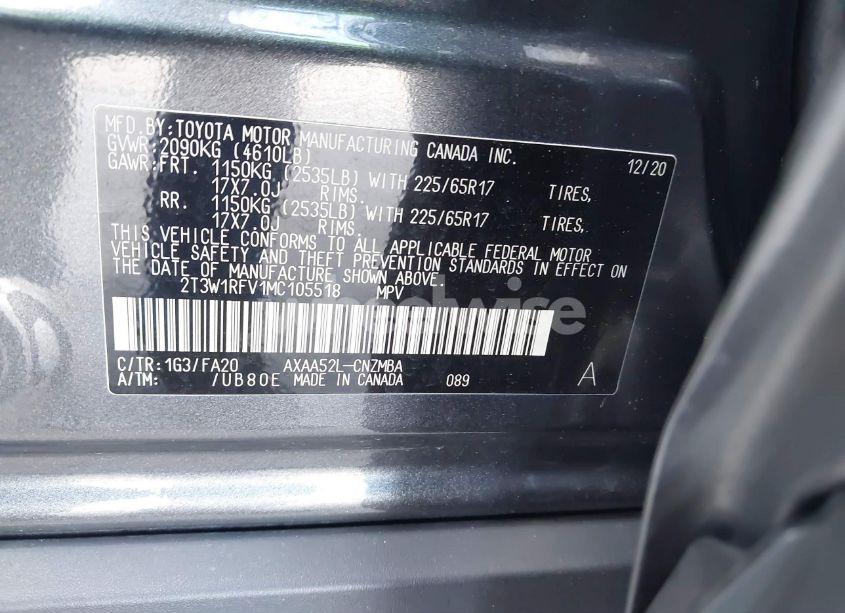 Photo 9 of 2021 Toyota Rav4 XLE (VIN 2T3W1RFV1MC105518)