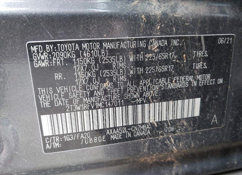 Photo 9 of 2021 Toyota Rav4 XLE (VIN 2T3W1RFV1MC147011)