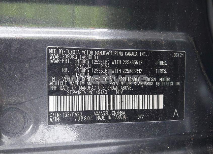 Photo 9 of 2021 Toyota Rav4 XLE (VIN 2T3W1RFV1MC149440)