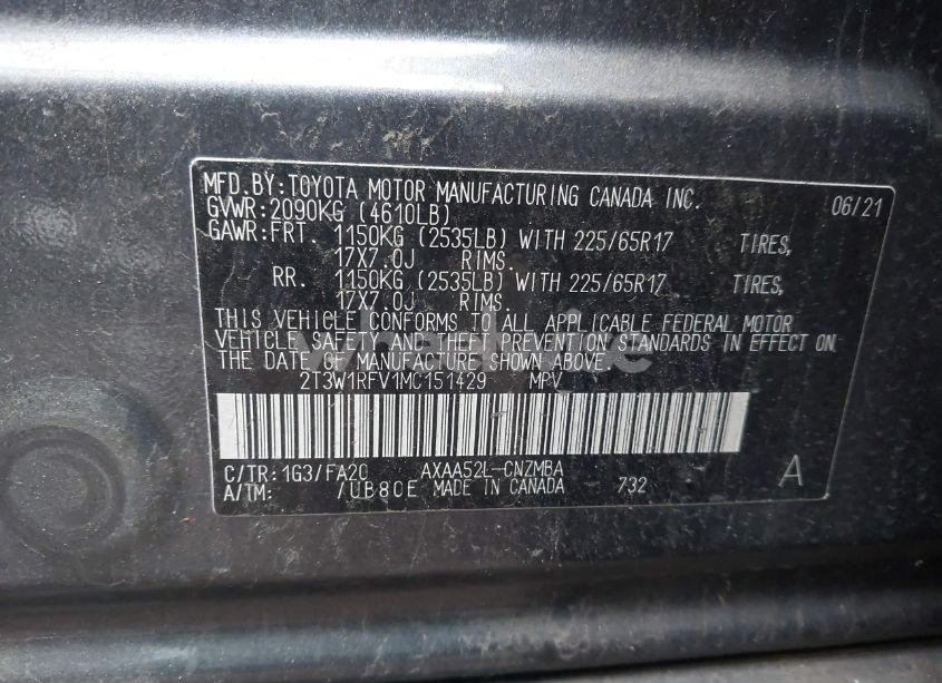 Photo 9 of 2021 Toyota Rav4 XLE (VIN 2T3W1RFV1MC151429)