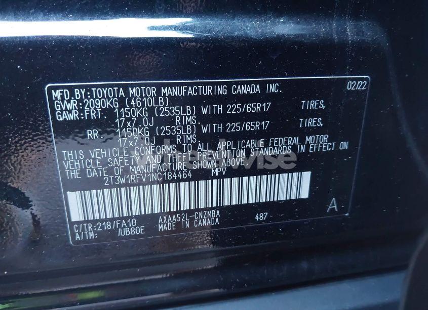 Photo 9 of 2022 Toyota Rav4 XLE (VIN 2T3W1RFV1NC184464)