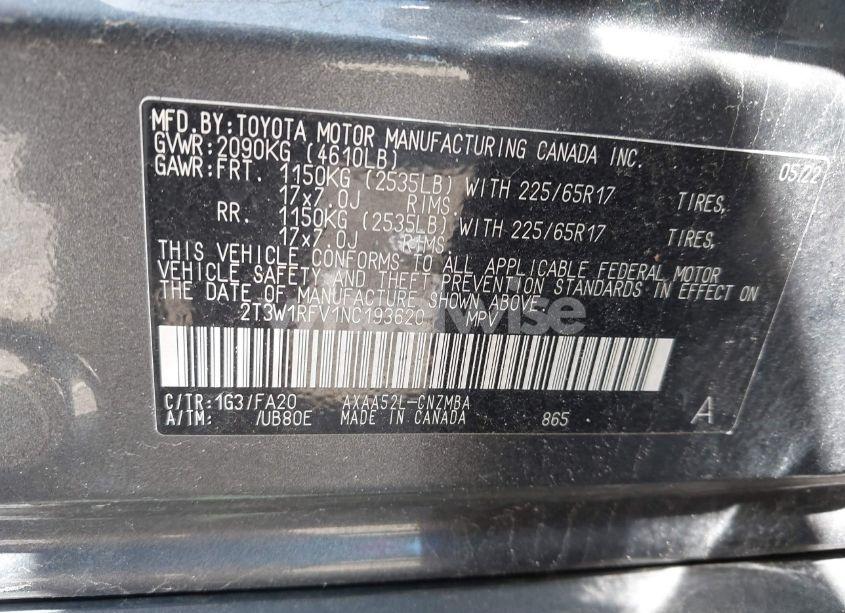 Photo 9 of 2022 Toyota Rav4 XLE (VIN 2T3W1RFV1NC193620)