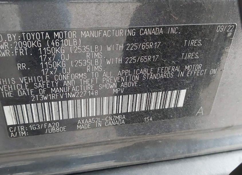 Photo 9 of 2022 Toyota Rav4 XLE (VIN 2T3W1RFV1NW227148)