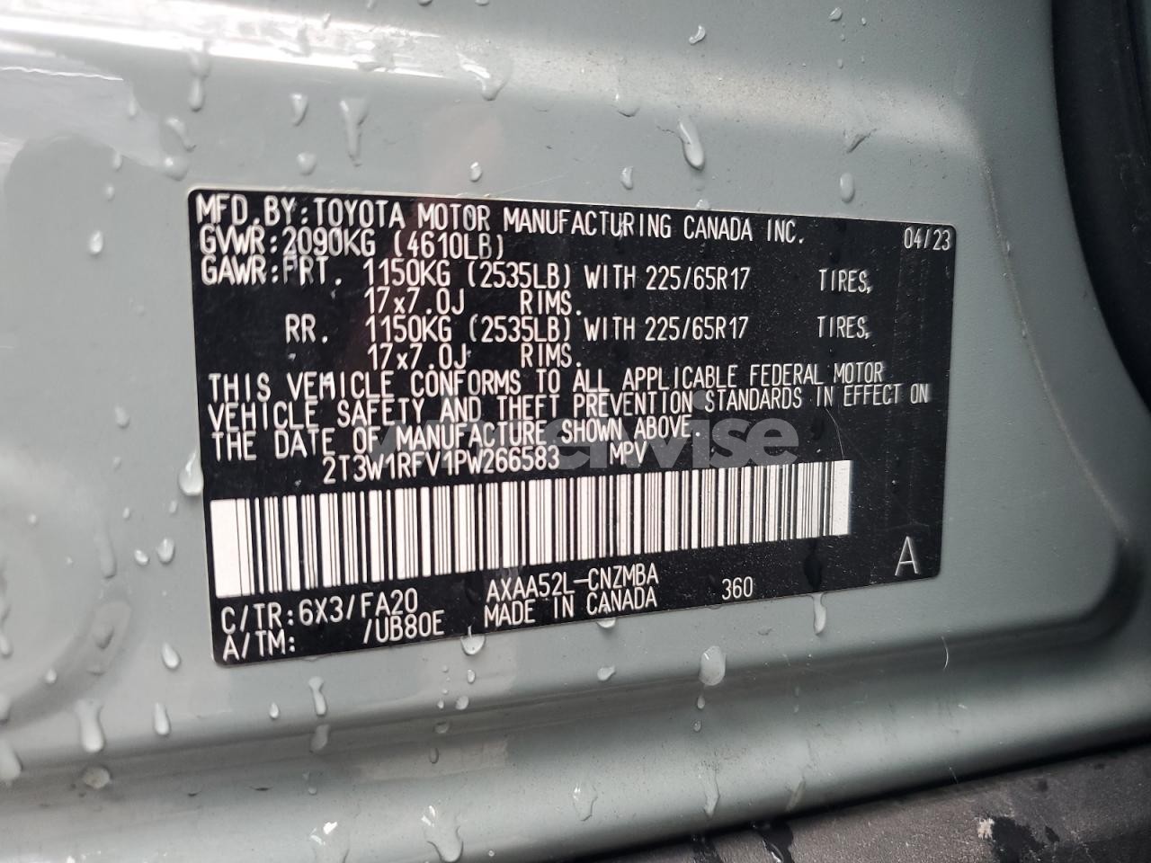 Photo 14 of 2023 TOYOTA RAV4 XLE (VIN 2T3W1RFV1PW266583)