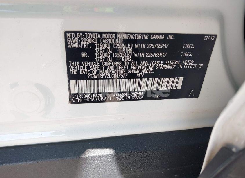 Photo 9 of 2020 Toyota Rav4 XLE (VIN 2T3W1RFV2LC047577)
