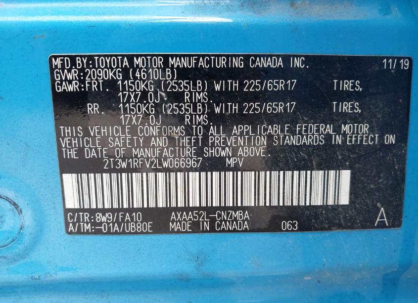 Photo 9 of 2020 Toyota Rav4 XLE (VIN 2T3W1RFV2LW066967)
