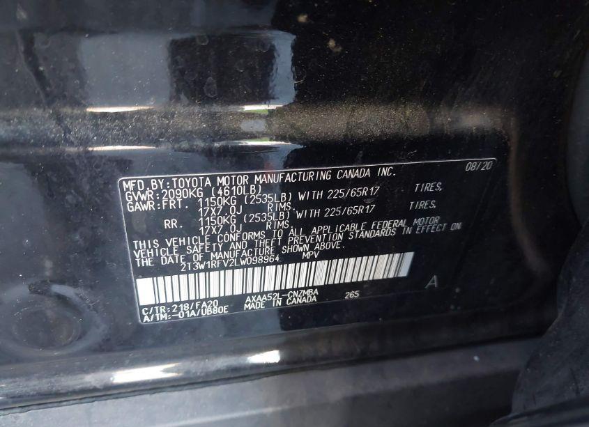 Photo 9 of 2020 Toyota Rav4 XLE (VIN 2T3W1RFV2LW098964)