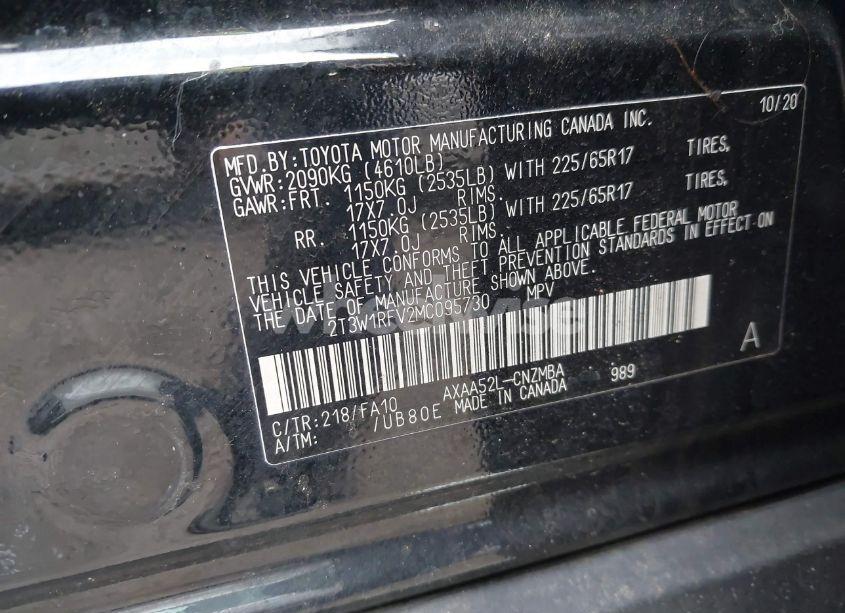 Photo 9 of 2021 Toyota Rav4 XLE (VIN 2T3W1RFV2MC095730)