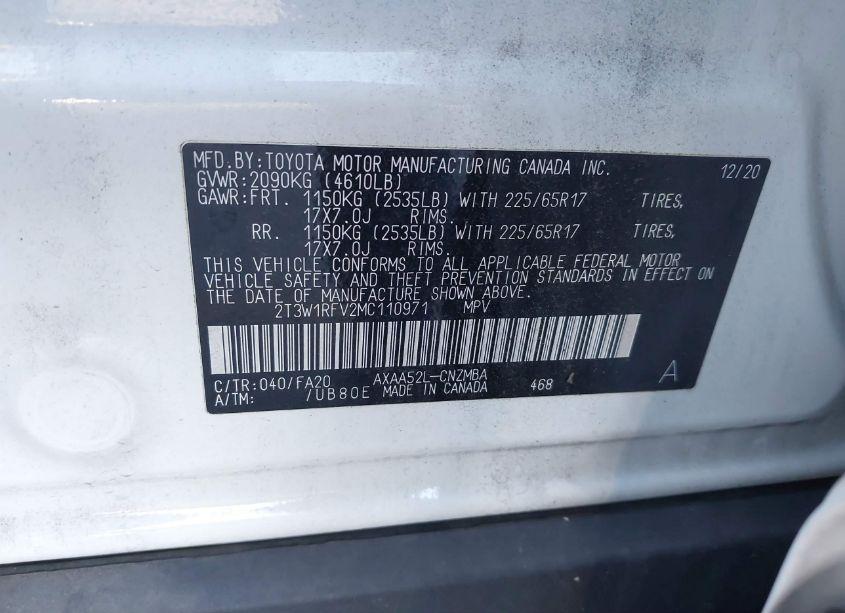 Photo 9 of 2021 Toyota Rav4 XLE (VIN 2T3W1RFV2MC110971)