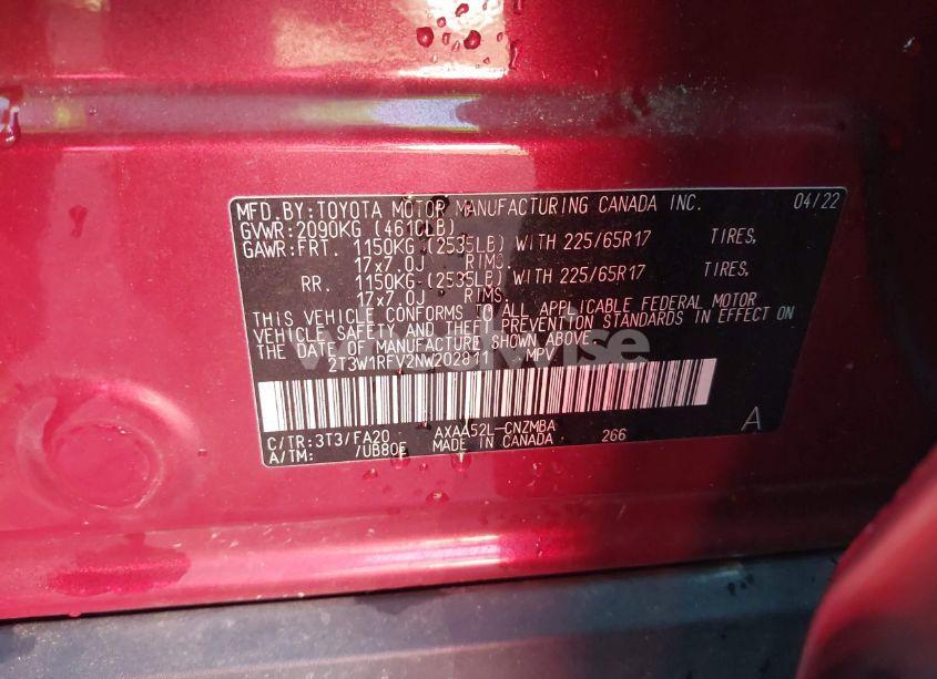 Photo 9 of 2022 Toyota Rav4 XLE (VIN 2T3W1RFV2NW202811)