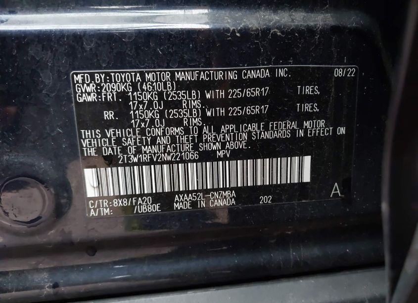 Photo 9 of 2022 Toyota Rav4 XLE (VIN 2T3W1RFV2NW221066)