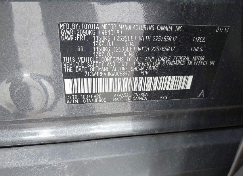 Photo 9 of 2019 Toyota Rav4 XLE (VIN 2T3W1RFV3KW006842)