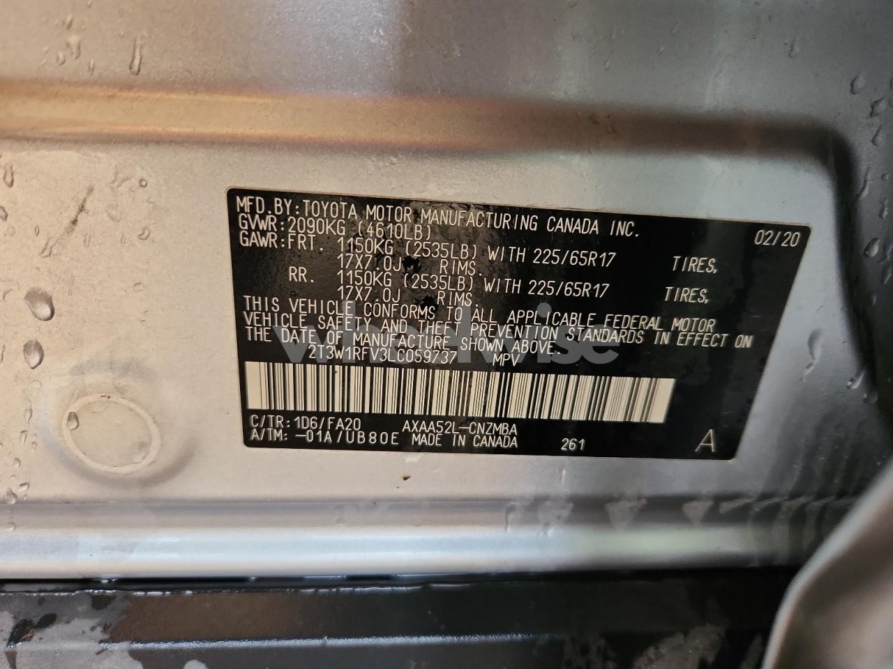 Photo 13 of 2020 TOYOTA RAV4 XLE (VIN 2T3W1RFV3LC059737)