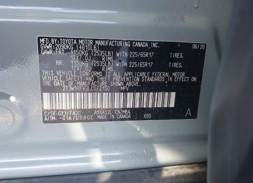 Photo 9 of 2020 Toyota Rav4 XLE (VIN 2T3W1RFV3LC072150)
