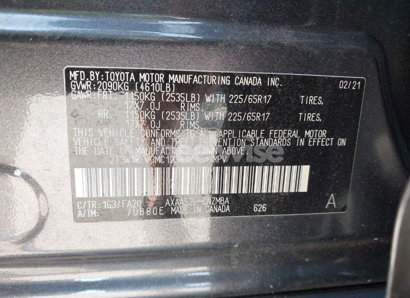 Photo 9 of 2021 Toyota Rav4 XLE (VIN 2T3W1RFV3MC123812)