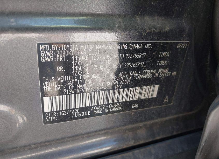 Photo 9 of 2021 Toyota Rav4 XLE (VIN 2T3W1RFV3MC156714)