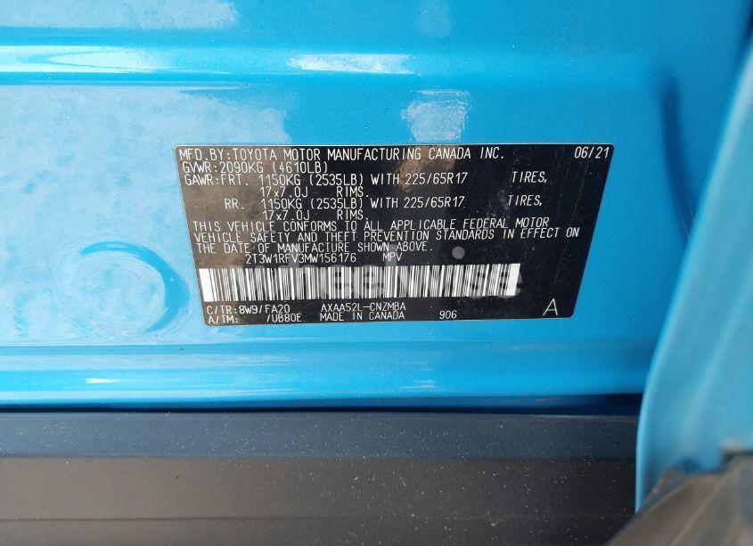 Photo 9 of 2021 Toyota Rav4 XLE (VIN 2T3W1RFV3MW156176)